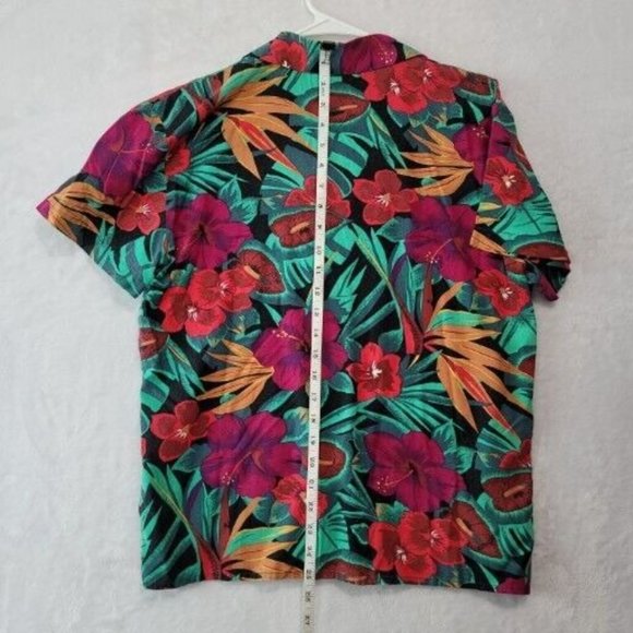 VTG Teddi Sport Women’s Hawaiian Floral Button Up Shirt LG Tropical Blouse 80’s - Picture 7 of 10